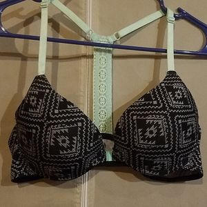 Mint and black design racerback push up bra.